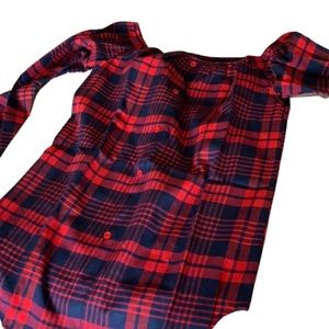 Long Sleeve Red & Blue Plaid Top